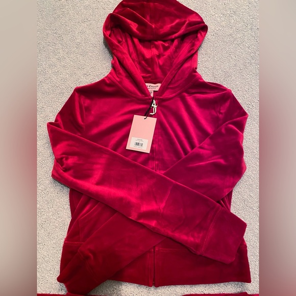 NWT Set Juicy Couture OG Bling Red Velour Jumpsuit - Picture 5 of 5